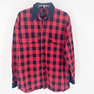Zara Mens Long Sleeve Tartan Plaid Denim relaxed fit Buffalo check cabin street